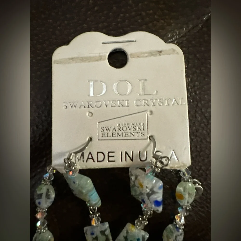 Dol Glass Bead and Swarovski‎ Crystal Necklace Set matching earrings